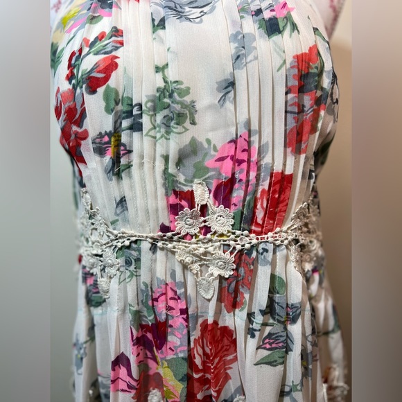 NEW Anthropologie Ranna Gill Floral Crochet  Swing Dress Cream Size Small Petite - Picture 4 of 11